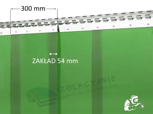 Zielona kurtyna spawalnicza z lameli 300x2 mm